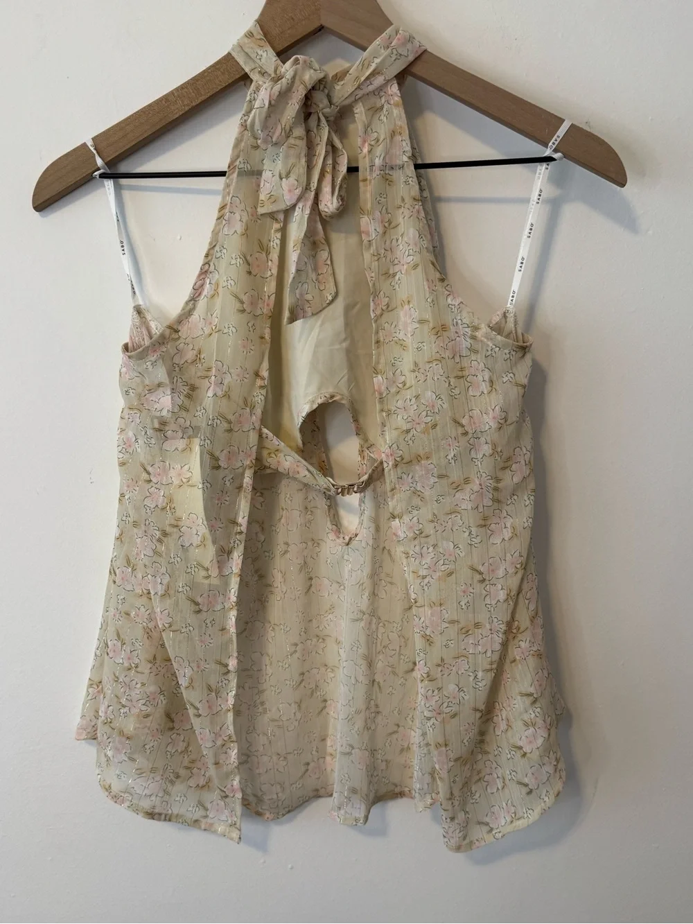 NWT Skirt Kinslee Cream Floral Halter Tie Neck Short Set Small